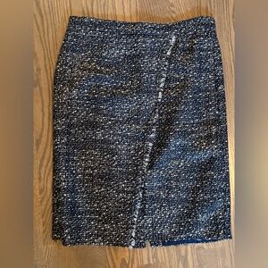J. Crew Navy and White Tweed Pencil Skirt